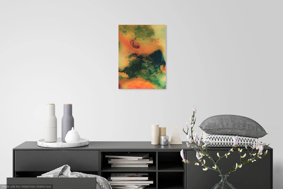 Abstract in Green and Orange by Patrick Irish | ArtworkNetwork.com